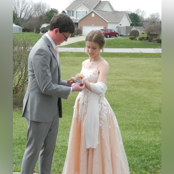 Beautiful Pink Floral Prom Dress - Picture 2 of 4